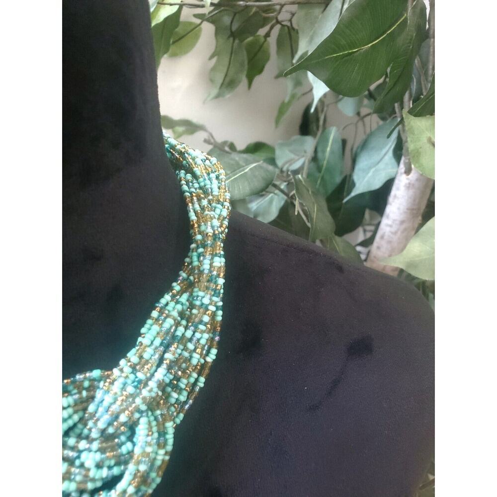 Turquoise Multicolor Braided Adjustable Beaded St… - image 3